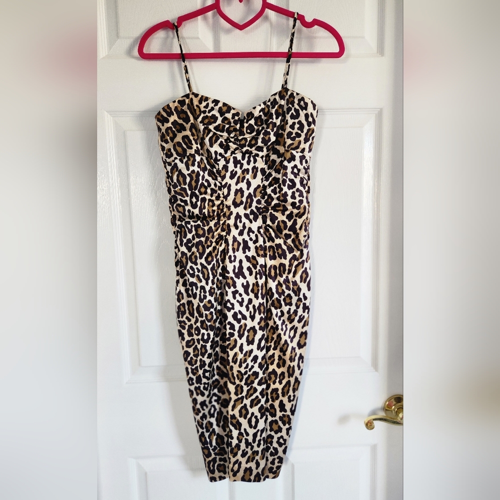 Leopard Print Spaghetti Strap Sheath Dress